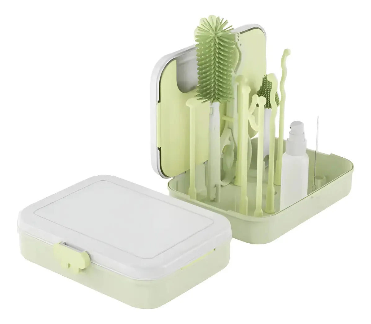 Kit de Cepillos y Escurridor para Mamaderas · Estuche Cilíndrico