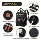 Mochila Pañalera con Mudador Desplegable y Puerto USB