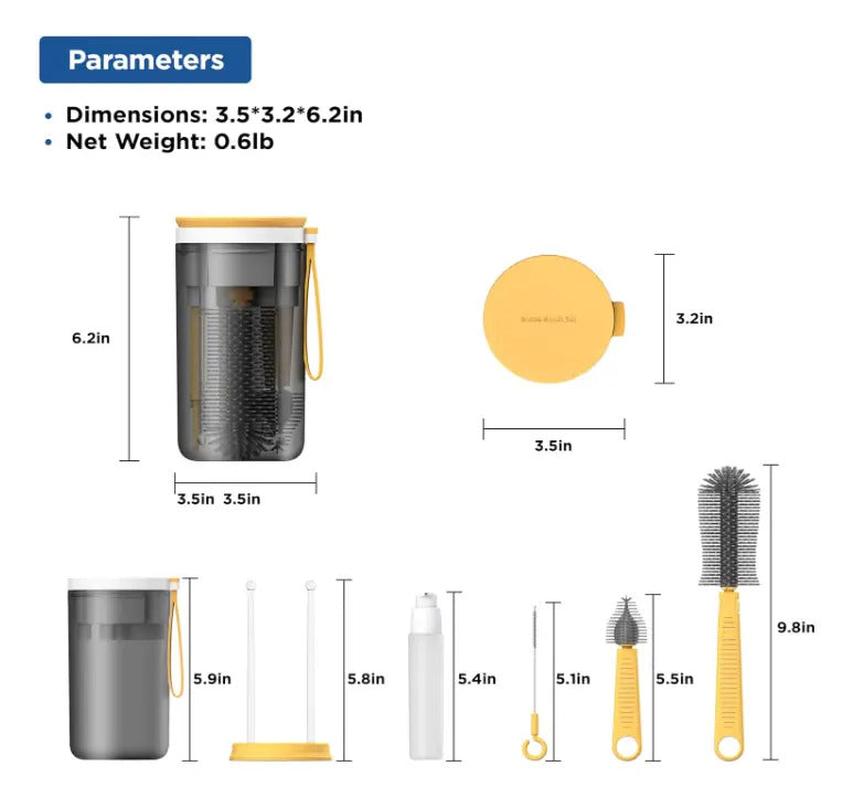 Kit Portátil 6 en 1 de Cepillos para Mamaderas
