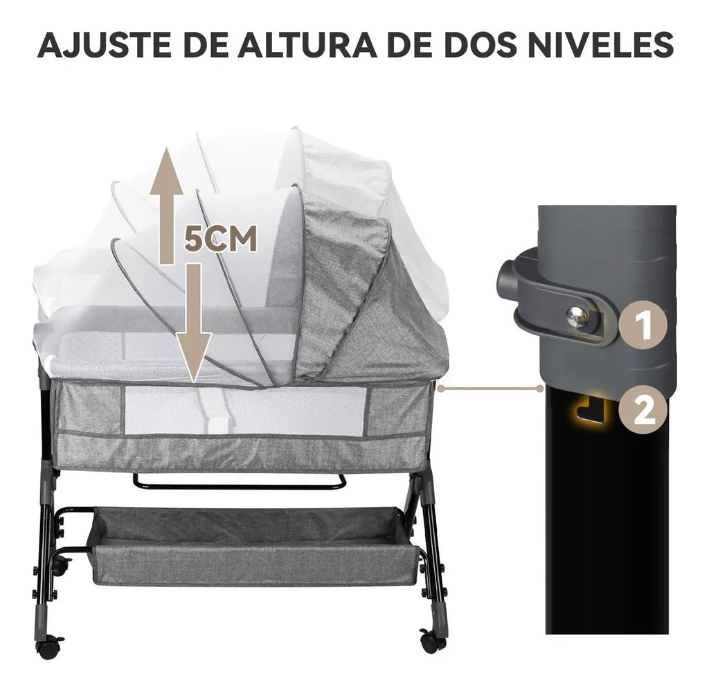 Cuna Corral con Mosquitero, Colchón y Mudador