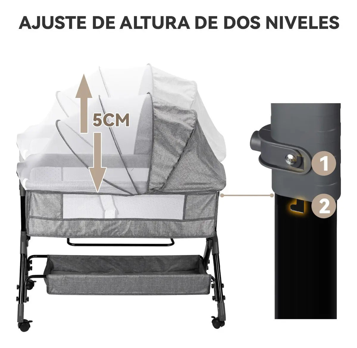 Cuna Corral con Mosquitero, Colchón y Mudador