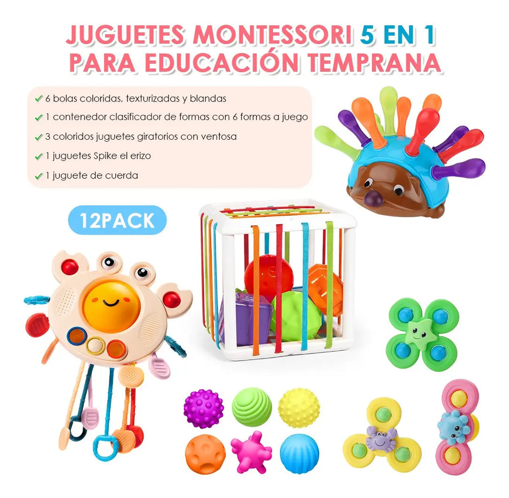 Set de Estimulación para Bebé · 5 Tipos de Juguetes