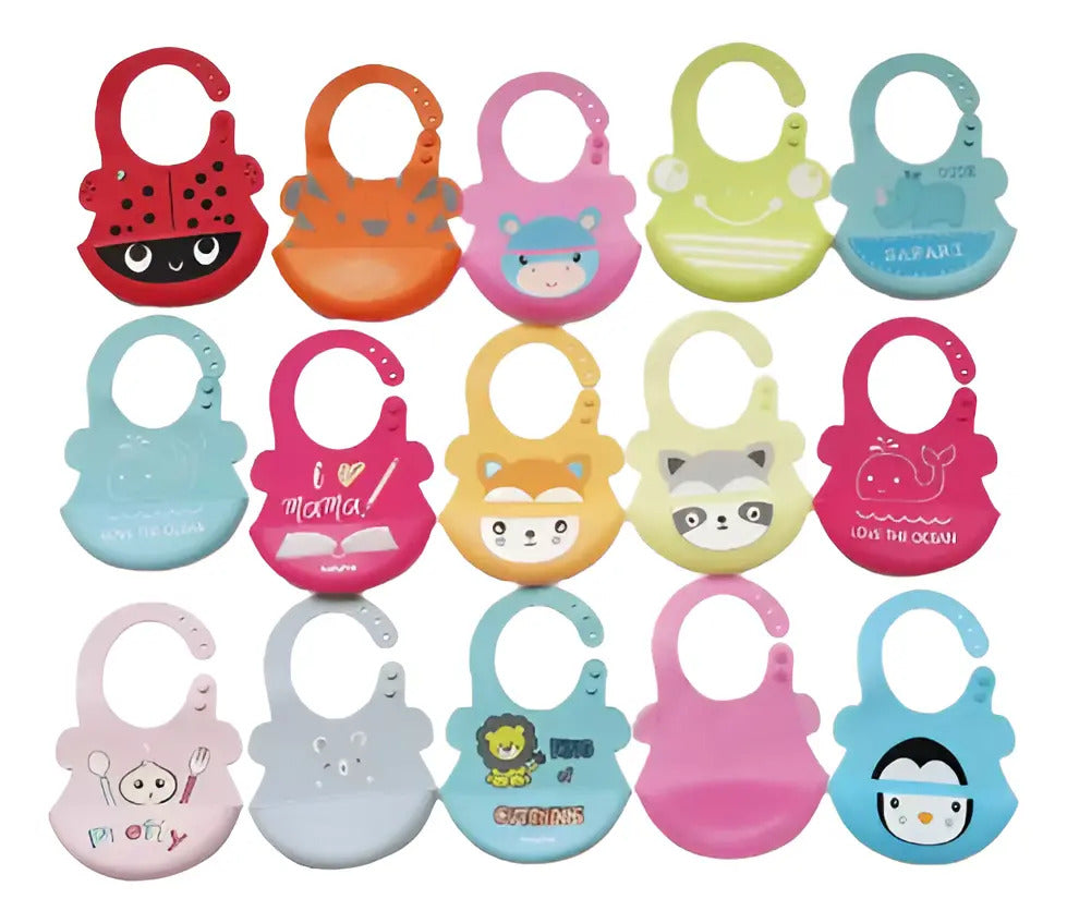 Babero de Silicona Ajustable con Bolsillo Recolector