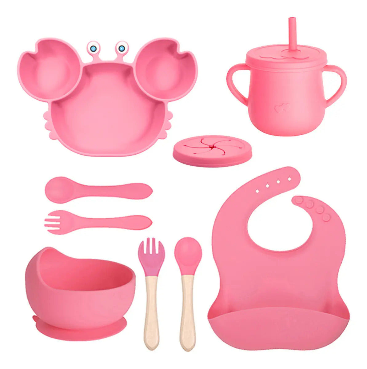 Set de Alimentación de Silicona Diseño Cangrejo · 9 Piezas