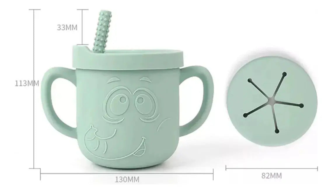 Vaso de Silicona de 250 ml con Bombilla y Tapa para Snack