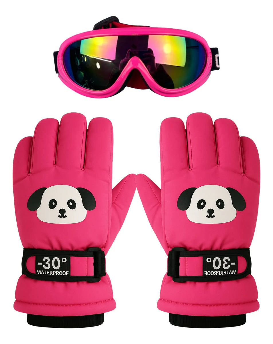 Guantes y Antiparras para Nieve · Talla Infantil 7 a 10 Años