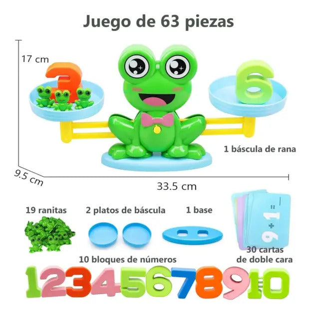 Balanza Matemática de Ranitas con 30 Tarjetas