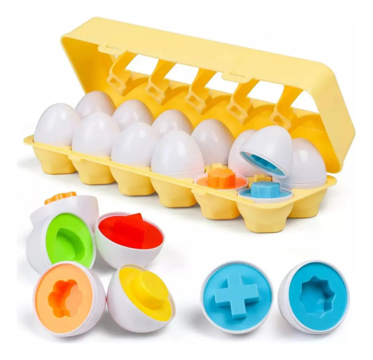 Juego de 12 Huevos de Encaje con Formas y Colores