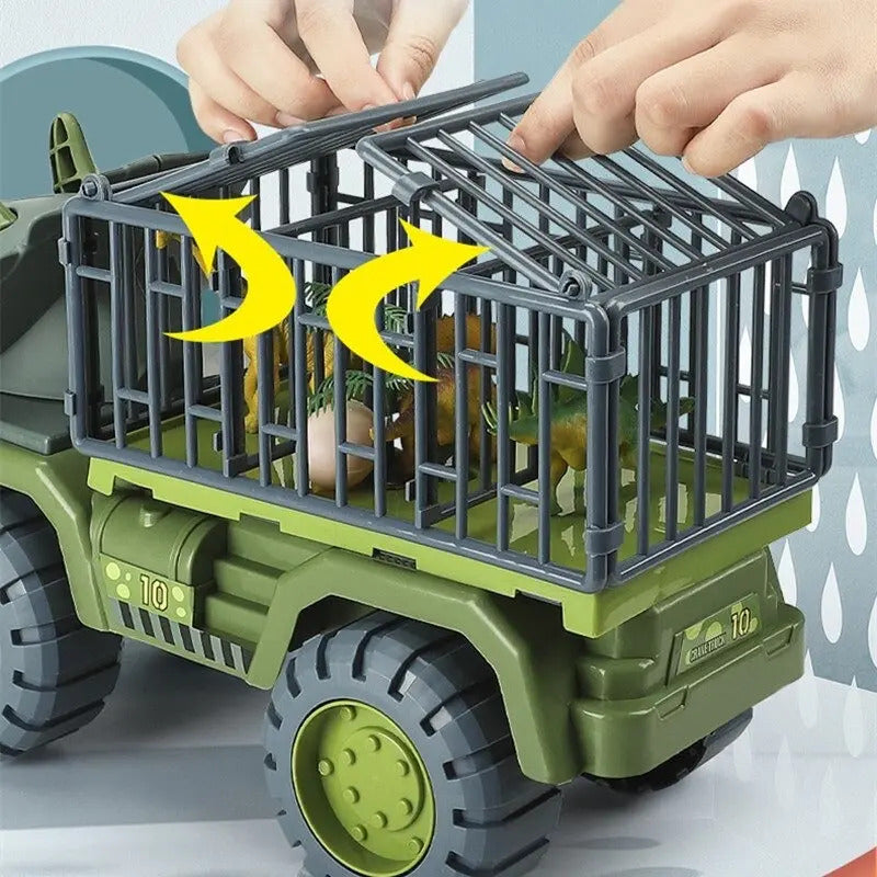 Camión Transportador Triceratops con 3 Dinosaurios