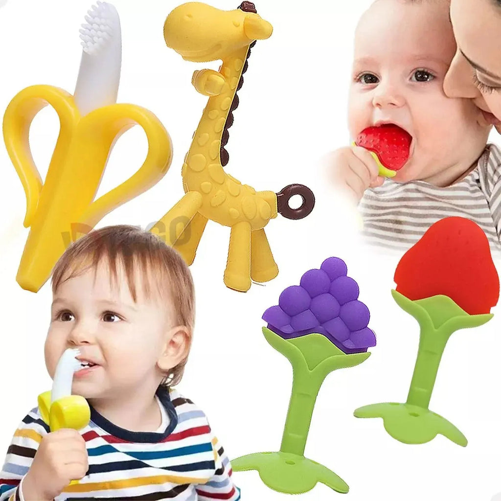 Pack de 4 Mordedores de Frutas y Animales para Bebé