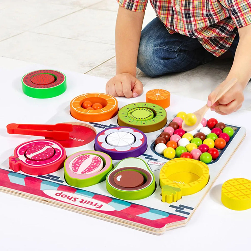 Juego Didáctico de Frutas de Madera