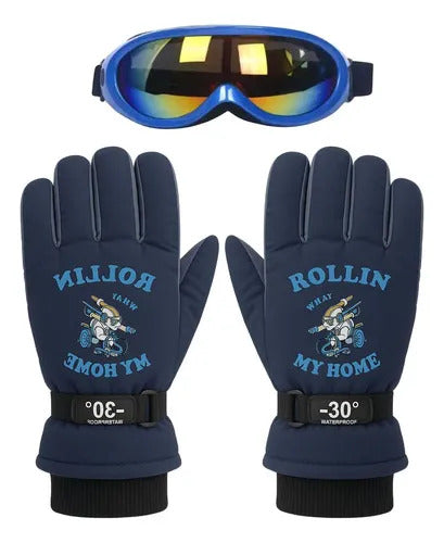 Guantes y Antiparras para Nieve · Talla Infantil 7 a 10 Años