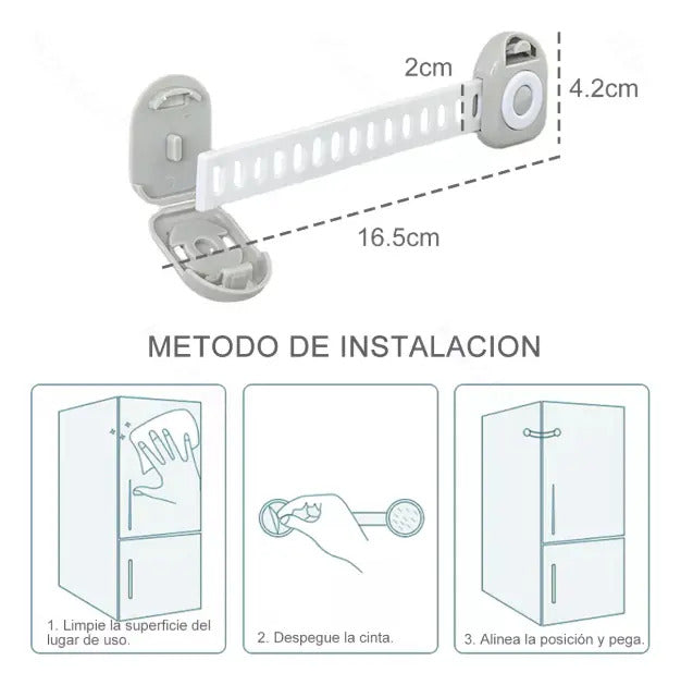 Seguros Adhesivos Ajustables para Cajones · Pack de 4 u 8