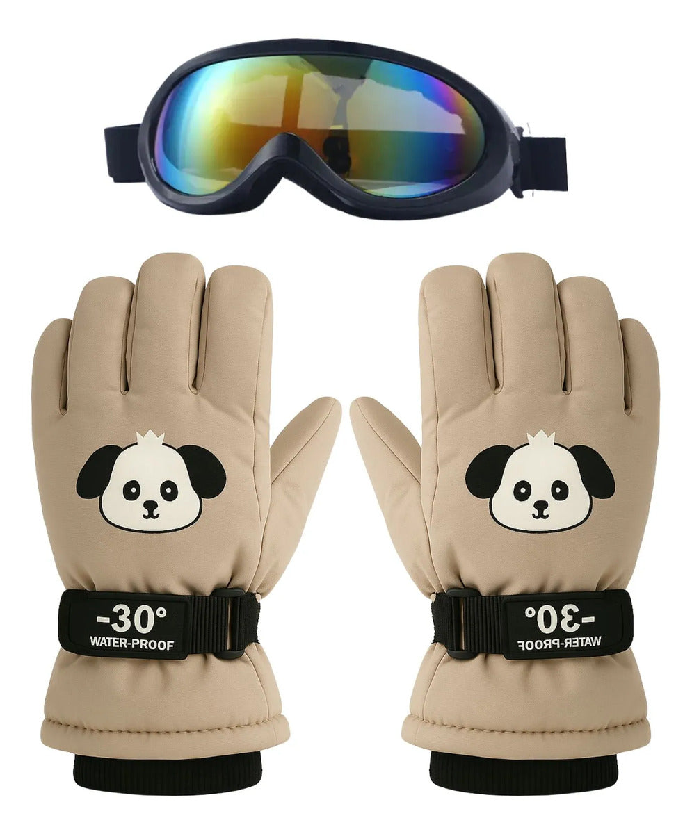 Guantes y Antiparras para Nieve · Talla Infantil 7 a 10 Años