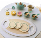 Set de Té de Madera de Juguete con Bandeja