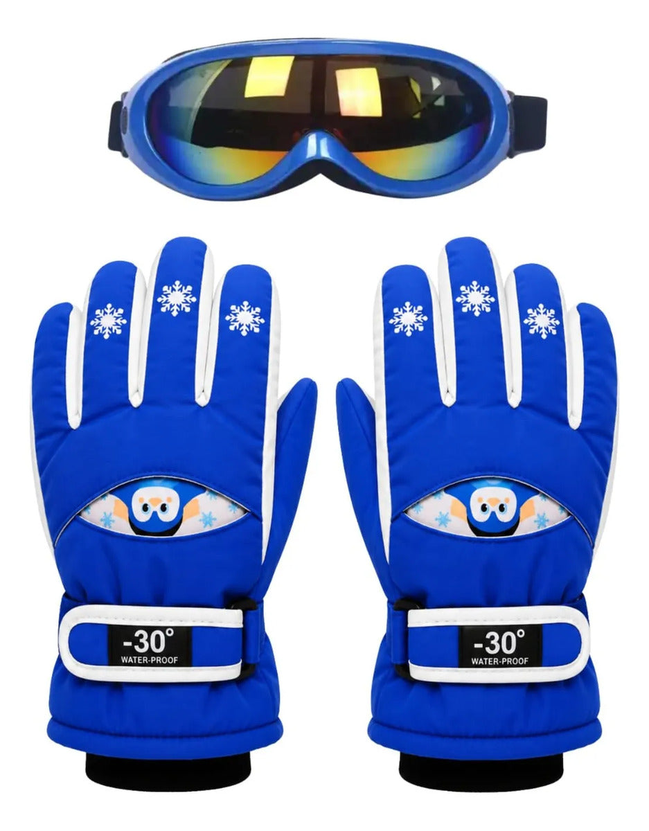 Guantes y Antiparras para Nieve · Talla Infantil 7 a 10 Años