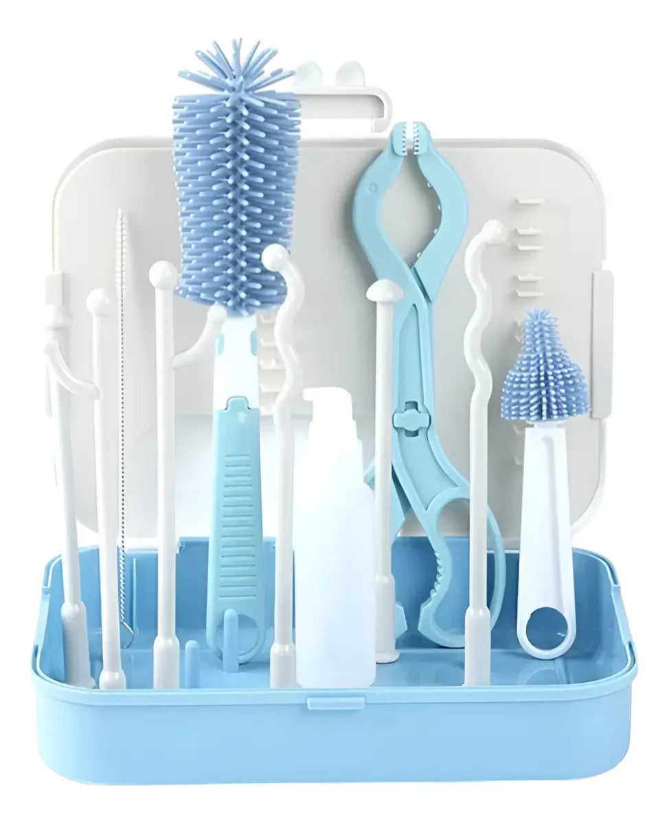 Kit de Cepillos y Escurridor para Mamaderas · Estuche Cilíndrico