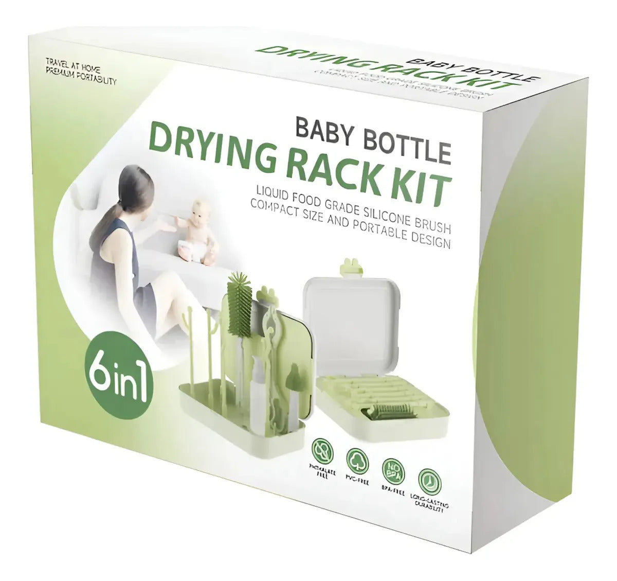Kit de Cepillos y Escurridor para Mamaderas · Estuche Cilíndrico