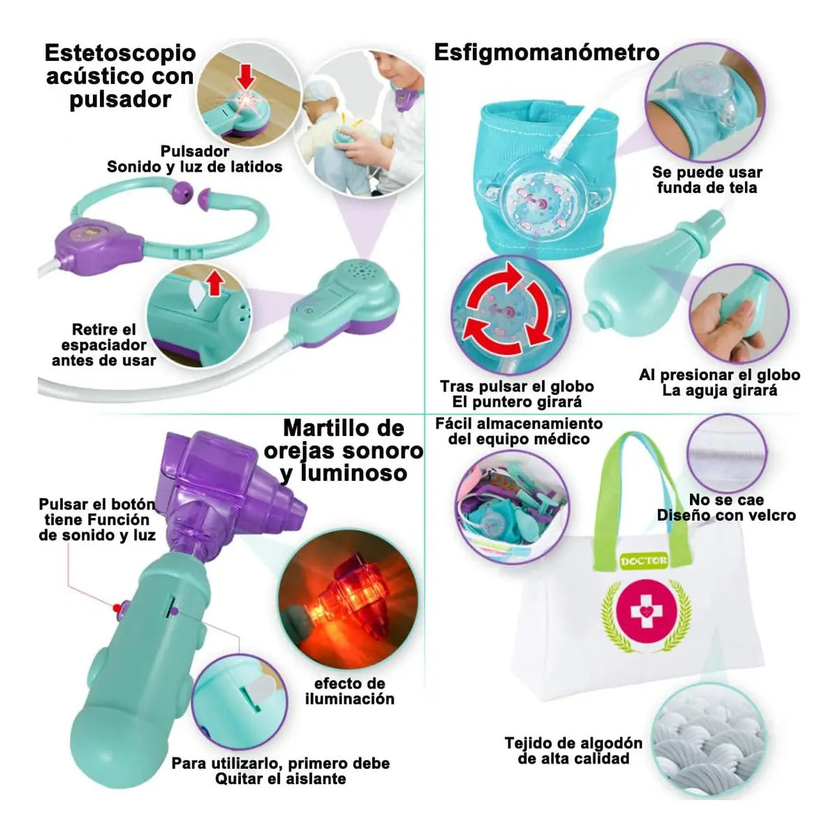 Set de Doctor de Juguete con Luz y Sonido · 25 Piezas