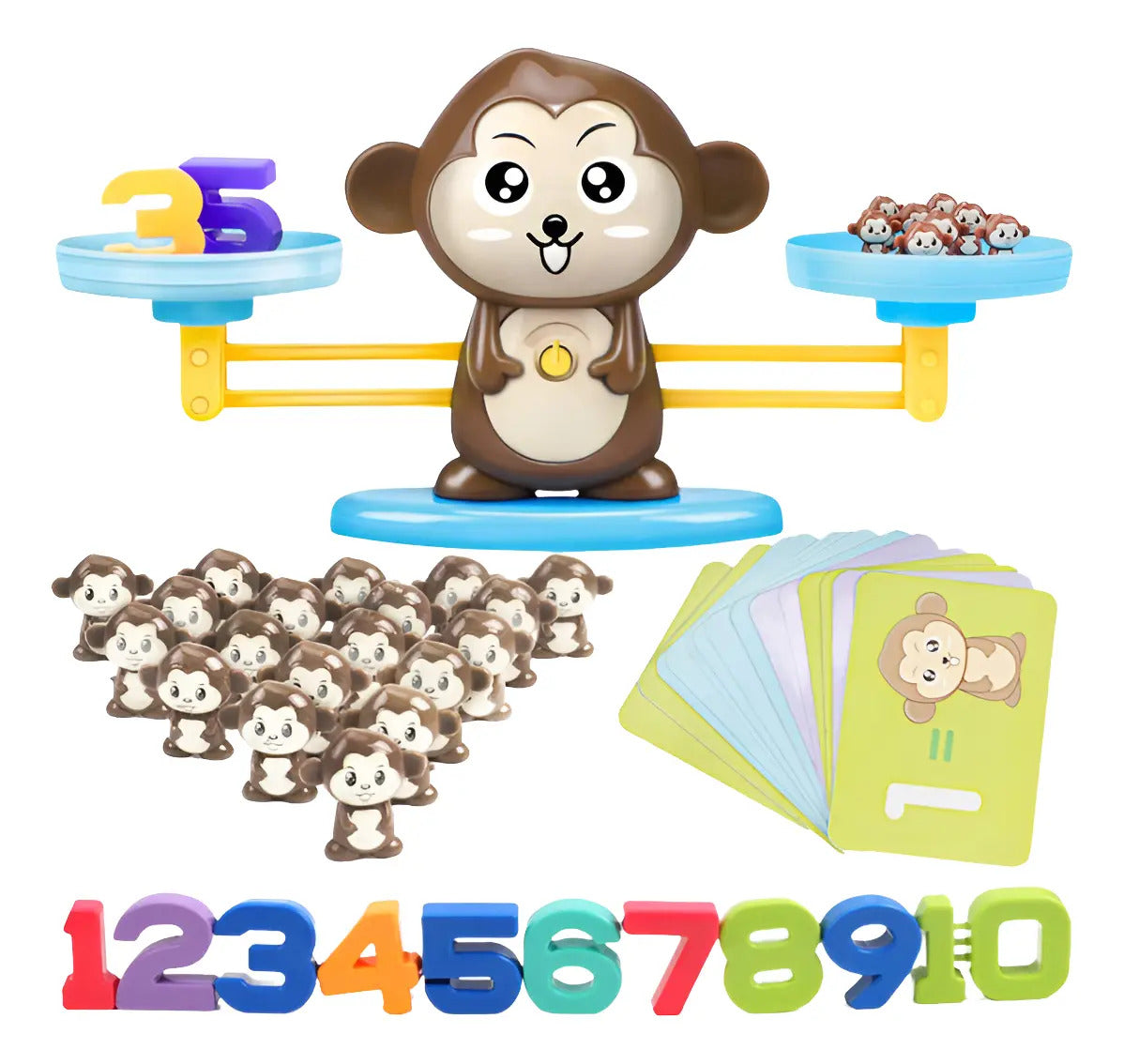 Balanza Matemática de Mono con Números y Tarjetas