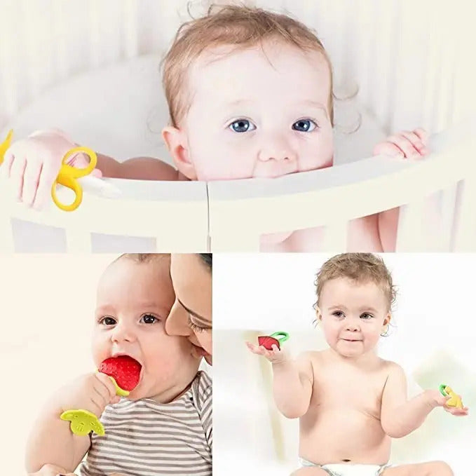 Set de 3 Accesorios · Chupete de Frutas y Mordedores