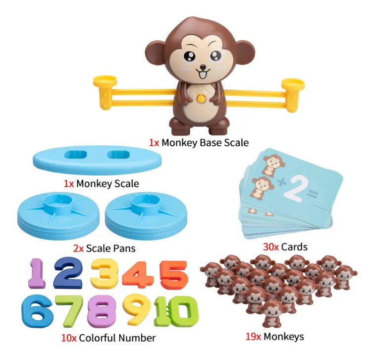 Balanza Matemática de Mono con Números y Tarjetas