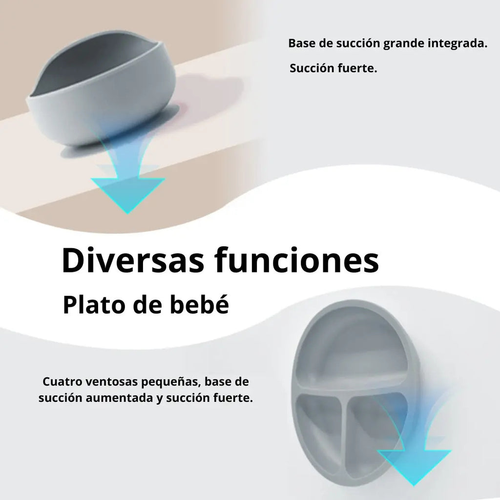 Kit de Alimentación con Plato Dividido, Babero y Vaso