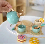 Set de Té de Madera de Juguete con Bandeja