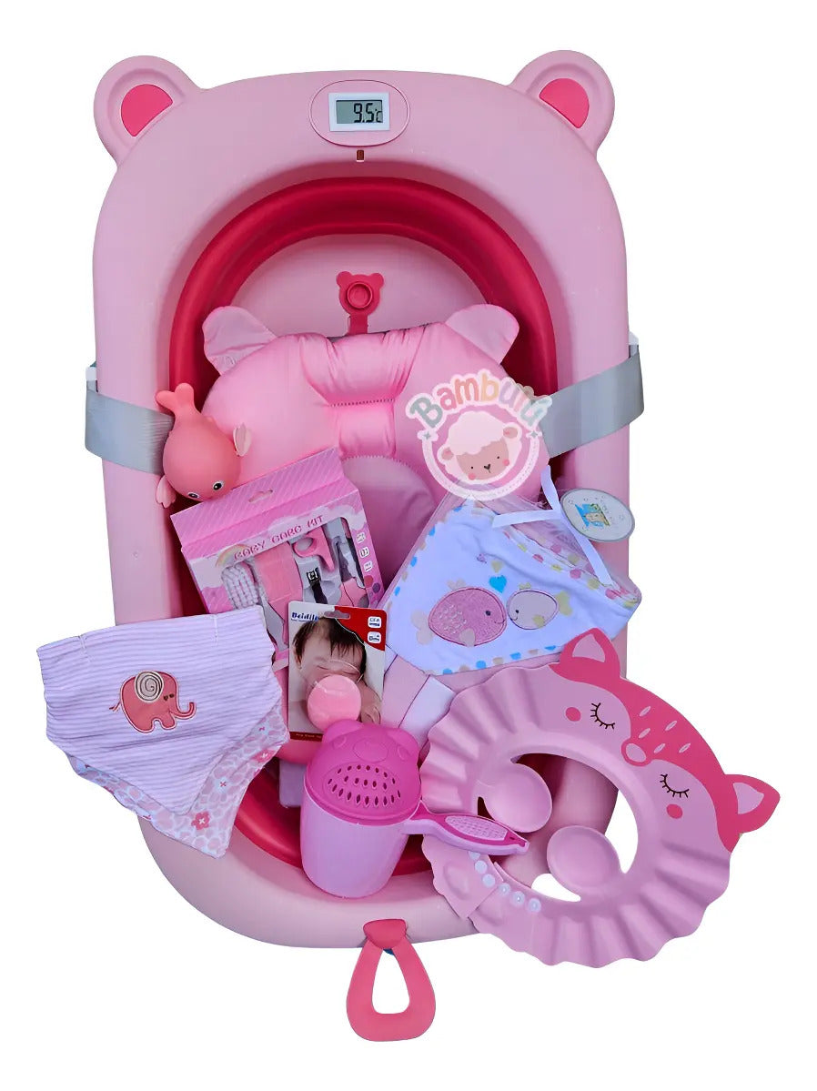Kit de bañera rosa, cojín liso