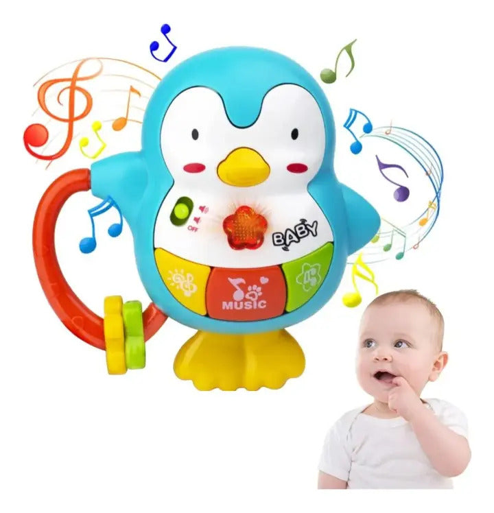 Sonajero Musical de Pingüino con Teclado y Luz