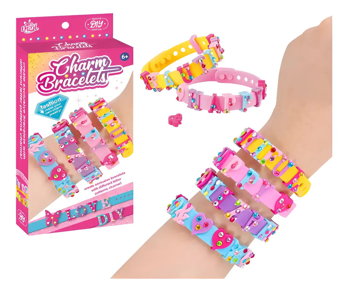 Mini Kit para Diseñar 6 Pulseras con Letras y Adornos