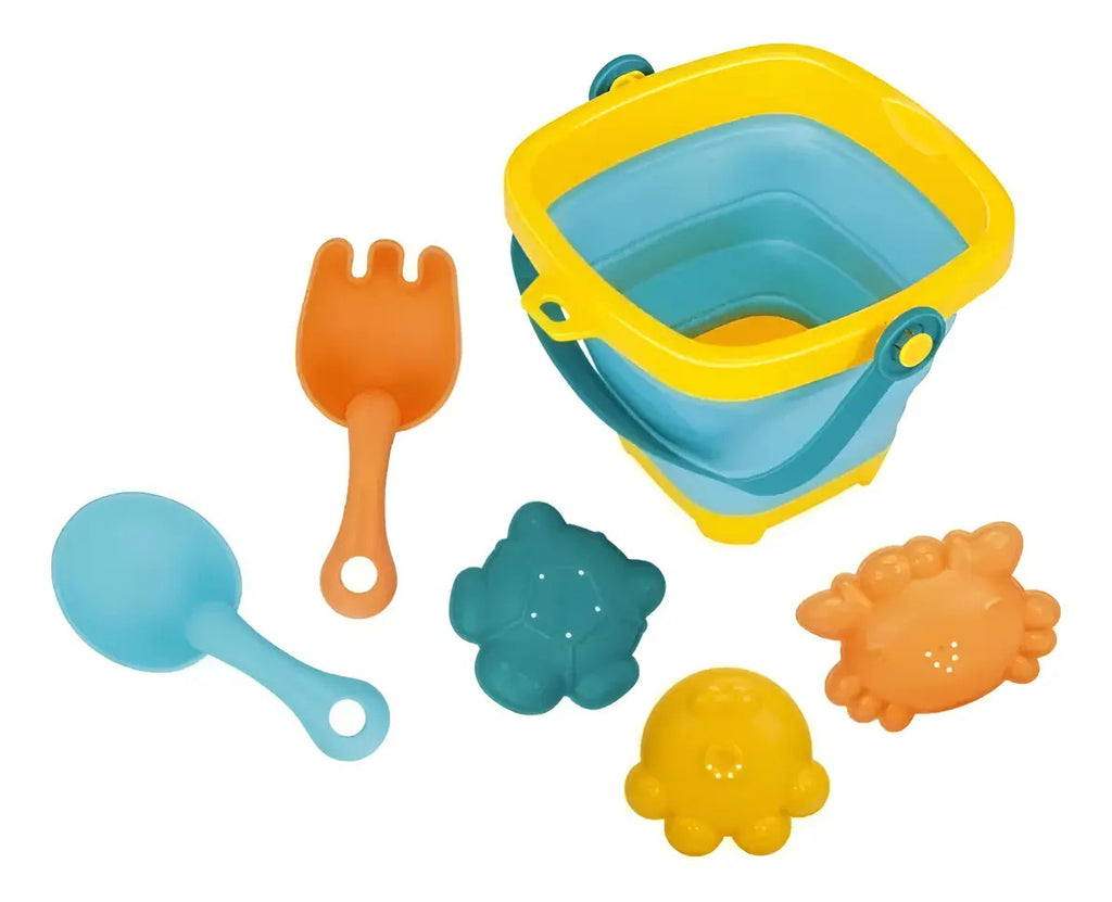 Set de Playa con Balde Plegable, Palas y Moldes