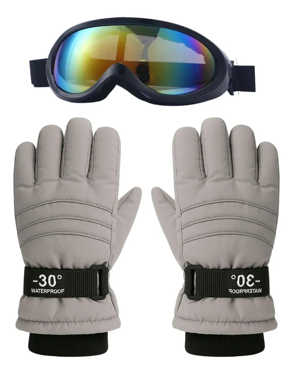 Guantes y Antiparras para Nieve · Talla Infantil 4 a 6 Años