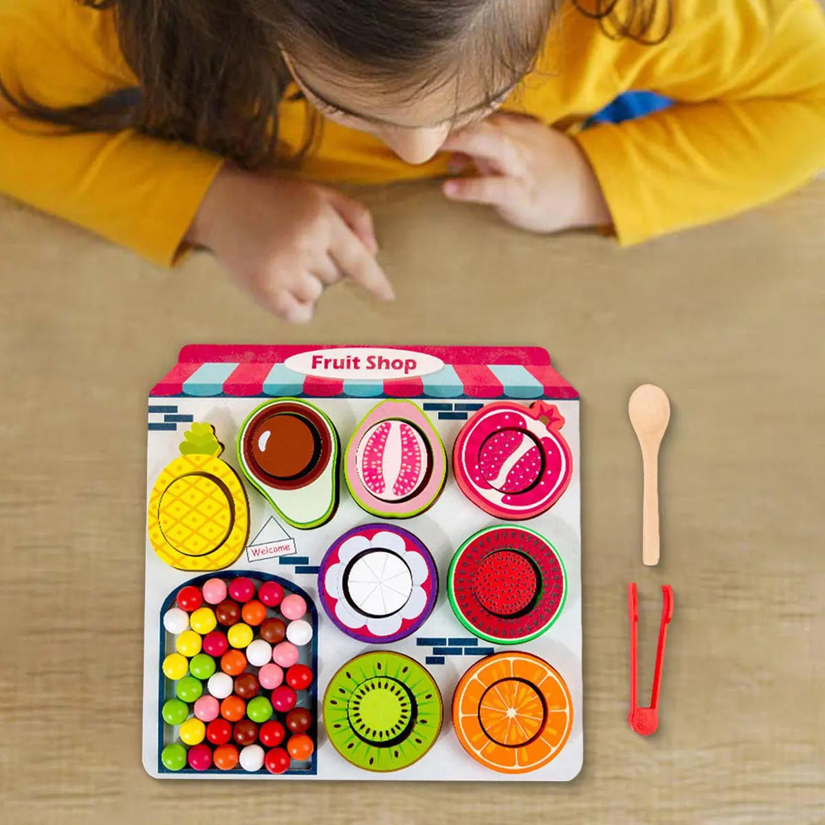 Juego Didáctico de Frutas de Madera