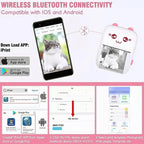 Mini Impresora Térmica Gatita con Bluetooth y 11 Rollos