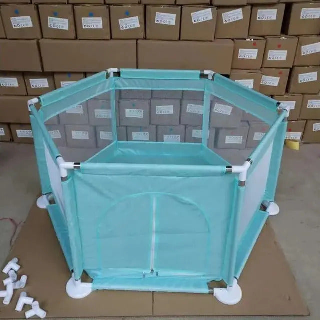 Corral de Juego 130 × 130 cm con Pelotas y Anillos