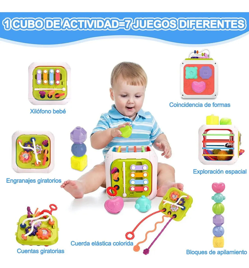 Cubo de Actividades 7 en 1 con Xilófono y Encajes