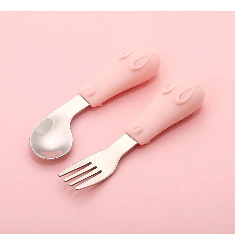 Set de Cuchara y Tenedor Infantil con Estuche