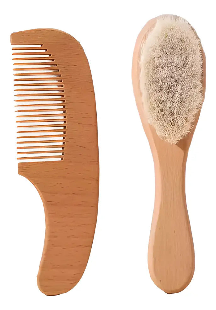 Set de Peine y Cepillo de Madera para Bebé