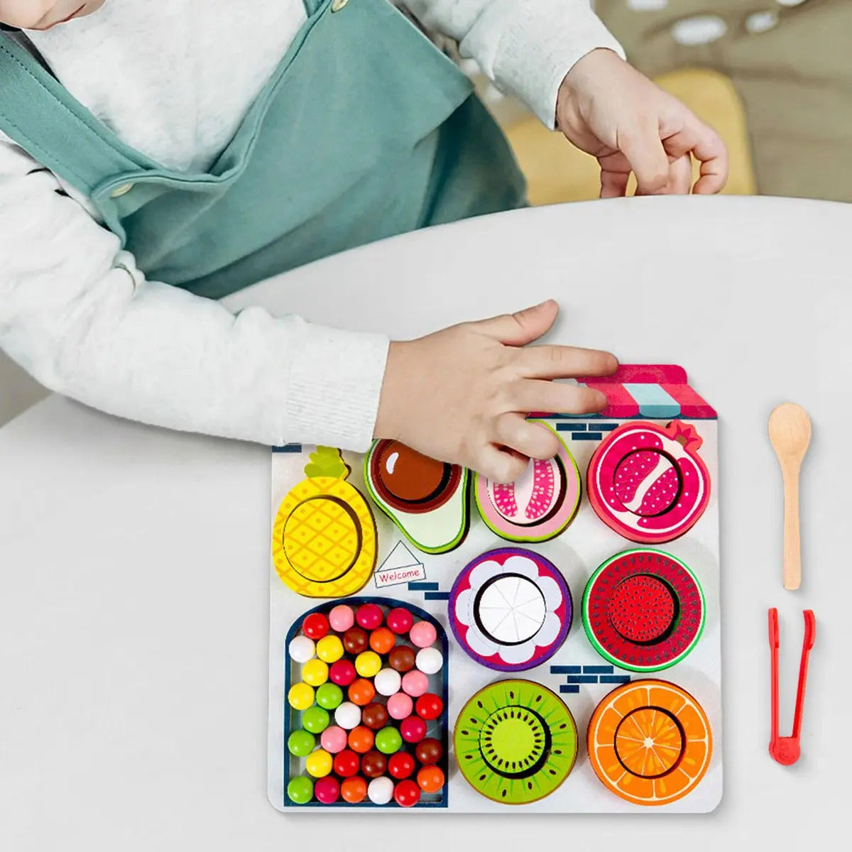 Juego Didáctico de Frutas de Madera