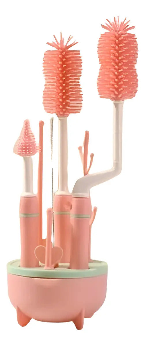 Set de Cepillos de Silicona con Escurridor · 5 Piezas