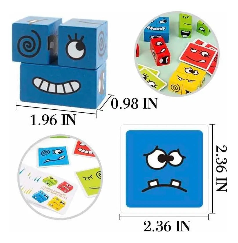 Juego de Expresiones con 12 Bloques de Madera y 50 Tarjetas