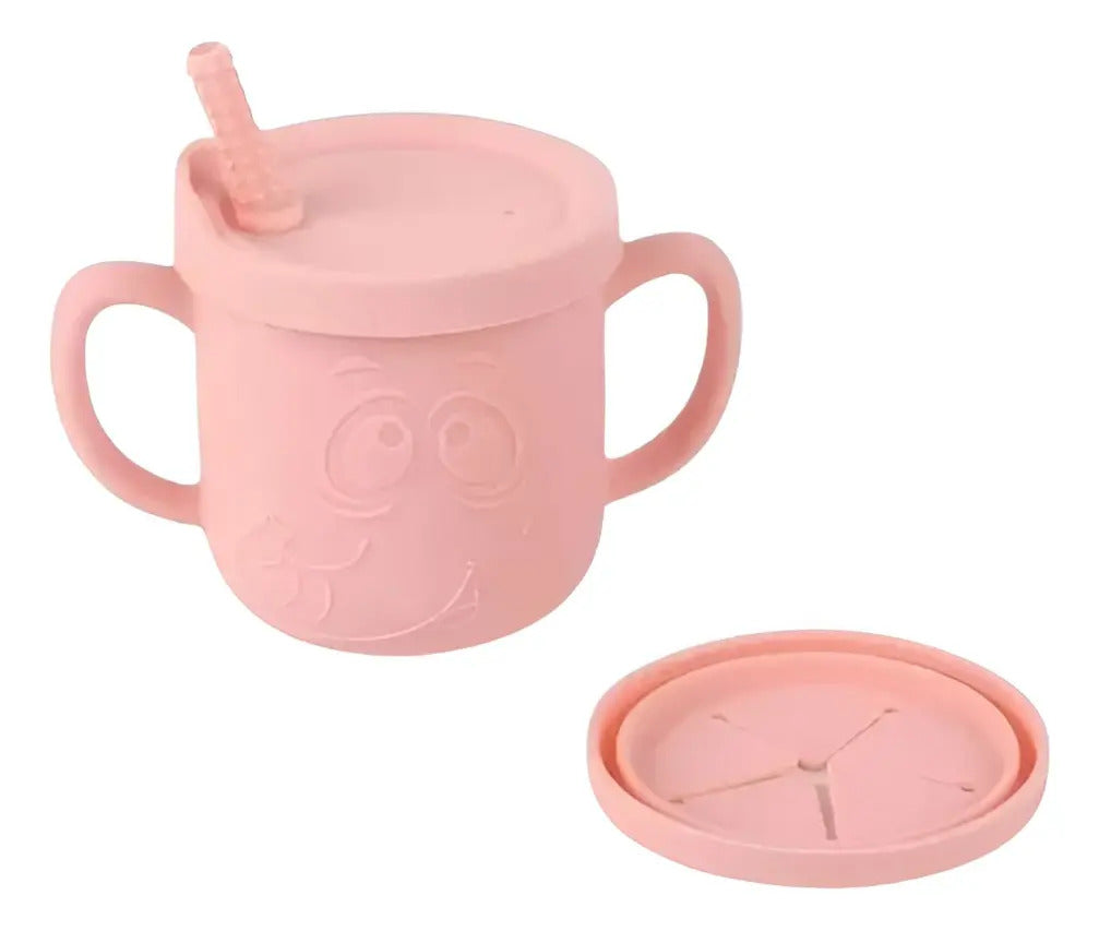 Vaso de Silicona de 250 ml con Bombilla y Tapa para Snack