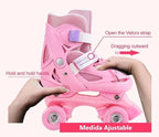 Patines de 4 Ruedas Ajustables Rosados · XS, S y M