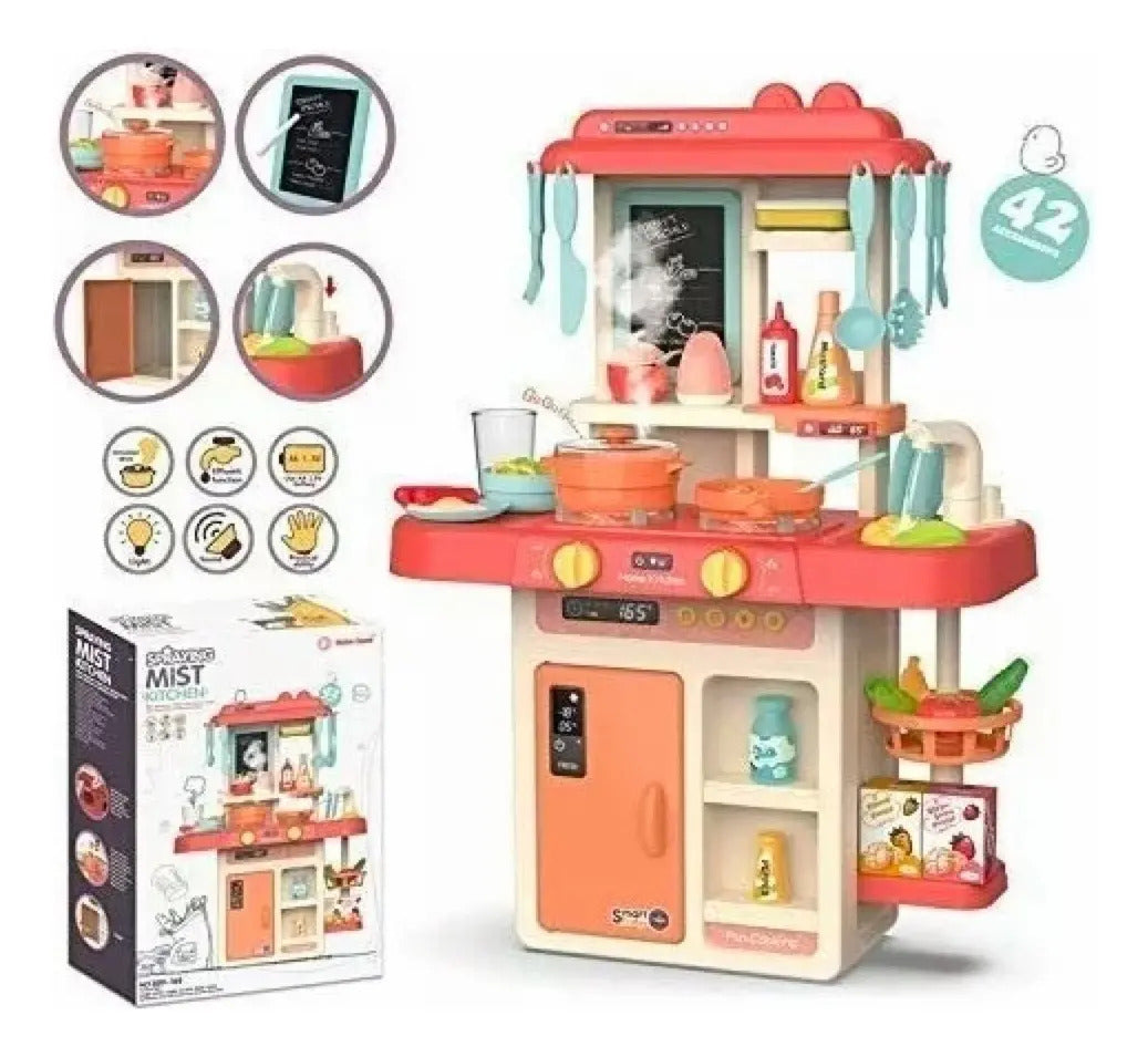 Cocina de Juguete Rosada con Agua y Sonido · 42 Piezas