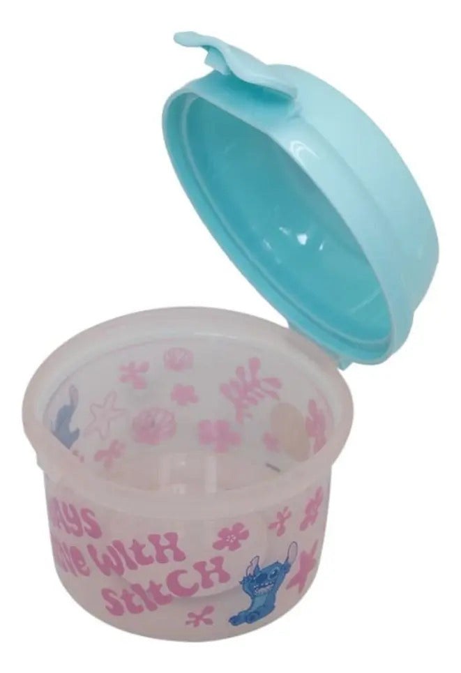 Set Stitch de 4 Piezas · Botella, 2 Herméticos y Porta Snack