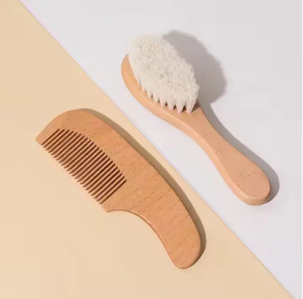 Set de Peine y Cepillo de Madera para Bebé