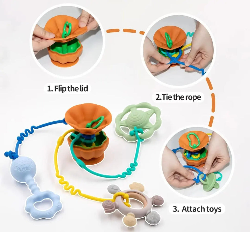 Soporte con Ventosa y Correas para Juguetes de Bebé