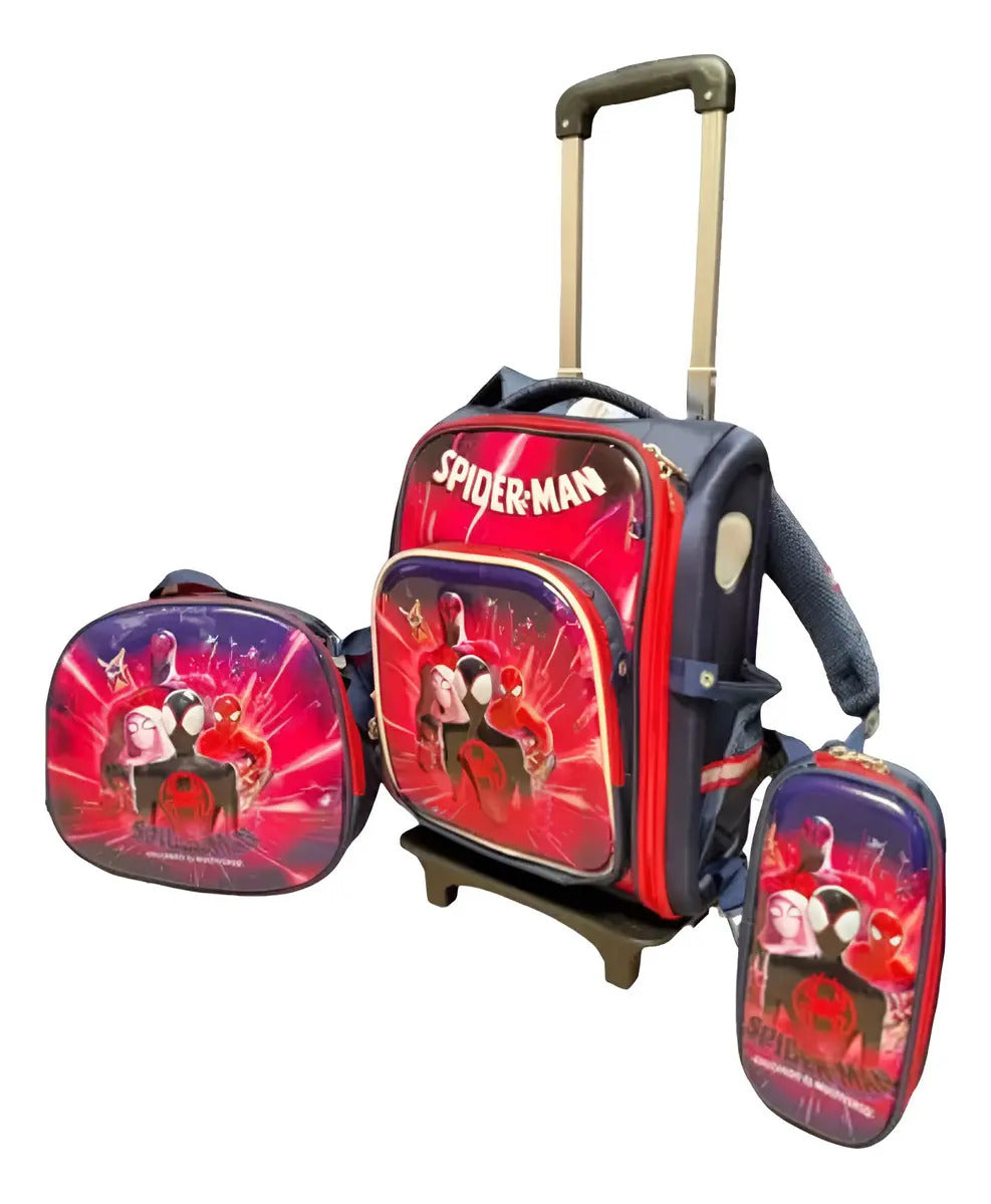 Mochila Escolar con Ruedas, Lonchera y Estuche · 3 Piezas