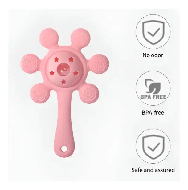 Sonajero Mordedor de Silicona Texturizada con Mango